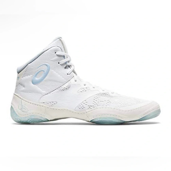 Asics JB Elite IV Wrestling Shoes | White/Sky Blue | NIB | 14 - Picture 1 of 7